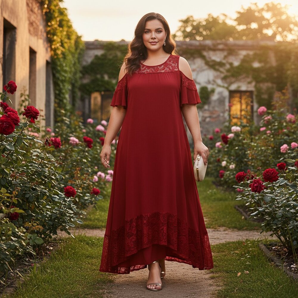 Cold Shoulder Short Sleeve Swing Dress